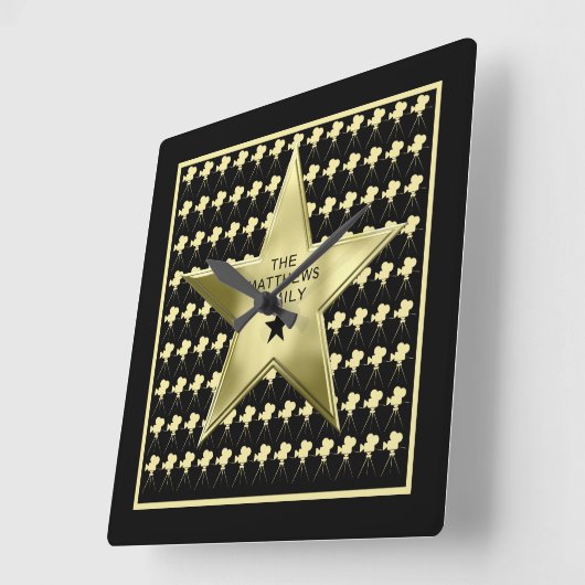 ホームシアターパーソナライズされた名映画スター スクエア壁時計 (傾斜)