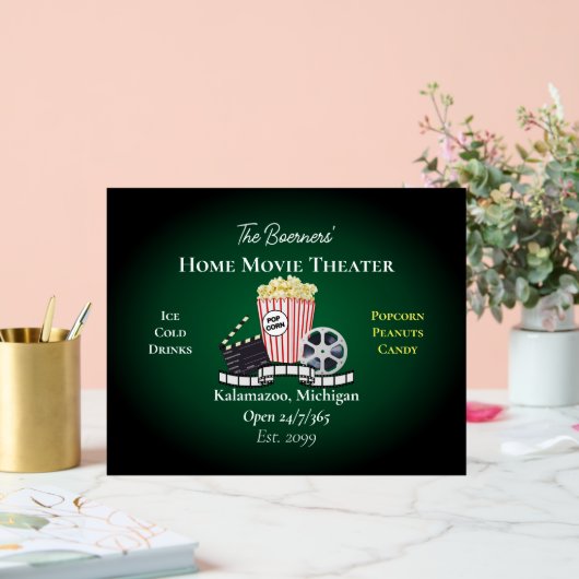 ホームシアターポップコーンフィルムグリーンアクリル看板 アクリルサイン (ウェディング)