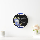 ホームシアターポップコーンボックスブルー ラウンド壁時計 (ホーム)