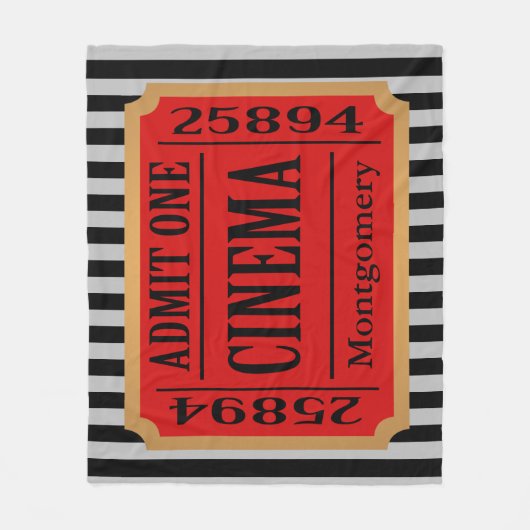 ホームシネマムービーチケットスタブ&ストライプ フリースブランケット (正面)