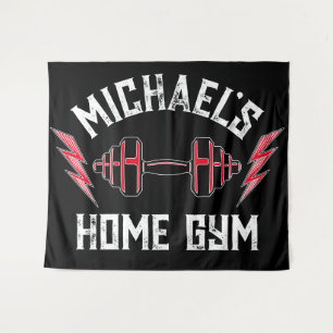 ホームジムウエイトリフティングパーソナライズされたフィットネスフラグ タペストリー