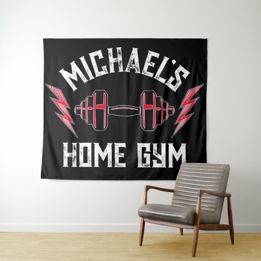 ホームジムウエイトリフティングパーソナライズされたフィットネスフラグ タペストリー (インサイチュ(横))