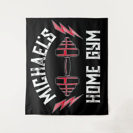 ホームジムウエイトリフティングパーソナライズされたフィットネスフラグ タペストリー (正面)