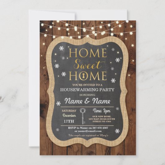ホームスイーツ引っ越し祝いパーティースノーフレークフェスティバル招待状 招待状 (正面)