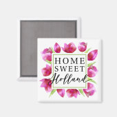 ホームスイートオランダ：ピンクチューリップオランダトゥルペンギフト マグネット (正面/裏面)