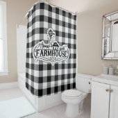 ホームスイートファームハウスブラックアンドホワイトバッファロープレイド シャワーカーテン (インサイチュ)