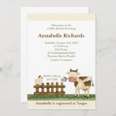 ホームスイートファーム牛ベイビーシャワー招待状 招待状 (正面/裏面)