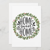 ホームスイートホームの水彩画の花輪 シーズンカード (正面/裏面)