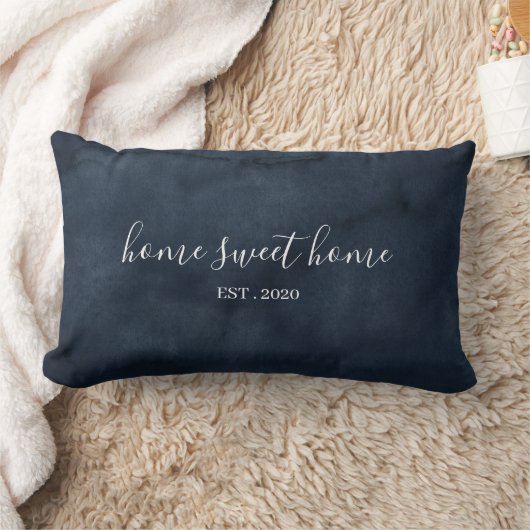 ホームスイートホームウォーターカラーネイビー装飾用クッション ランバークッション (ブランケット)
