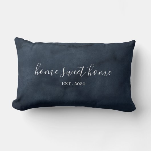 ホームスイートホームウォーターカラーネイビー装飾用クッション ランバークッション (正面)