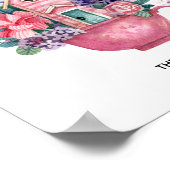 ホームスイートホームウォーターカラーピンクティーカップ ポスター (角)