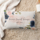 ホームスイートホームウォーターカラーピンクネイビーピロー ランバークッション (ブランケット)