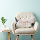 ホームスイートホームウォーターカラーピンクネイビーピロー ランバークッション (椅子)