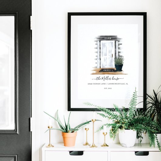 ホームスイートホームウォーターカラーホワイトハンプトンズドア ポスター