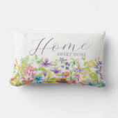 ホームスイートホームウォーターカラーワイルドフラワーカワイト ランバークッション (正面)