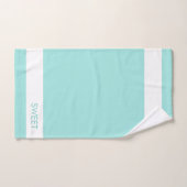 ホームスイートホームオンティール（緑がかった色）&ホワイト バスタオルセット (ハンドタオル)