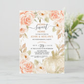 ホームスイートホームオータムフラワーズホワイトパンプキン  招待状 (スタンド正面)