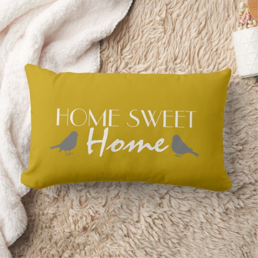 ホームスイートホームカウトオクルイエローグレーモダン ランバークッション (ブランケット)