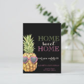 ホームスイートホームカッコいい、パイナップル、黒の新しいアドレス 案内ポストカード (スタンド正面)