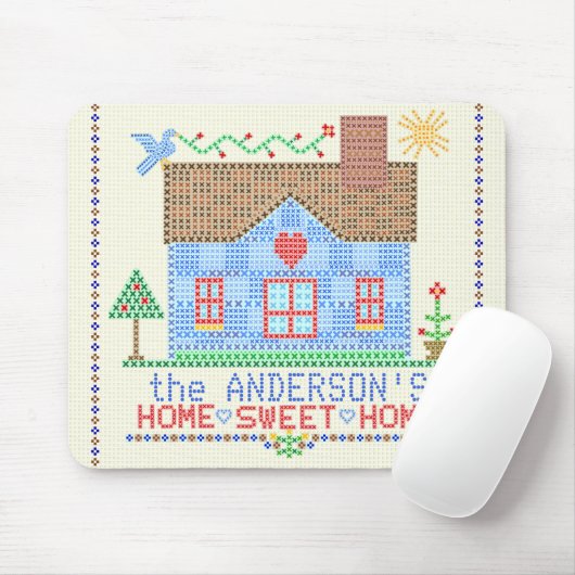 ホームスイートホームクロスステッチハウスパーソナライズされた マウスパッド (マウス)