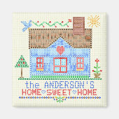 ホームスイートホームクロスステッチハパーソナライズされたウスv2 マグネット (正面)