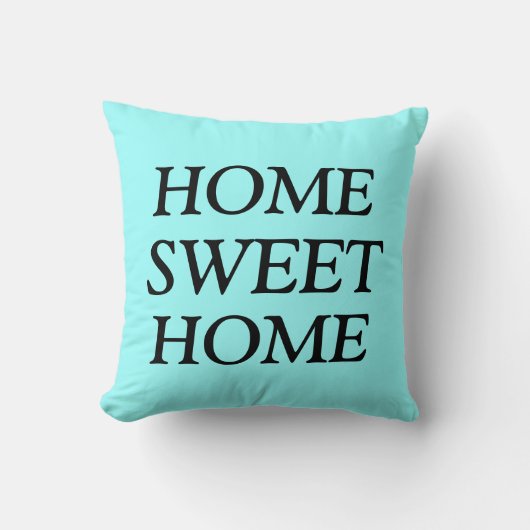 ホームスイートホームコットン装飾用クッションライトブルー クッション (正面)