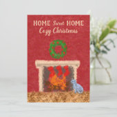 ホームスイートホームコージクリスマス暖炉レッドウォール カード (スタンド正面)
