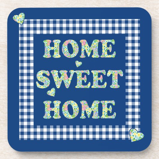 ホームスイートホームコースターブルーミックスンマッチパターン コースター (正面)