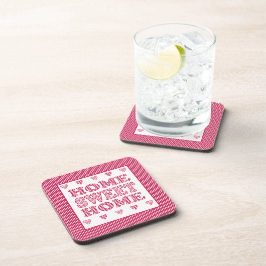 ホームスイートホームコースター赤と白、ミックスンマッチ コースター (右側)