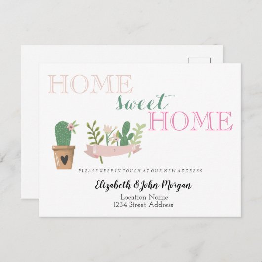 ホームスイートホームサツボテン花アナウンセーム 案内ポストカード (正面/裏面)