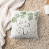 ホームスイートホームスクリプトグリーンユーカリ クッション (ブランケット)