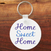 ホームスイートホームスクリプトデザインブルー&シアン キーホルダー (正面)
