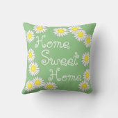 ホームスイートホームデイジーグリーンホワイトとイエロー クッション (裏面)