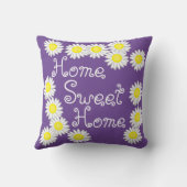 ホームスイートホームデイジーパープルホワイトとイエロー クッション (裏面)