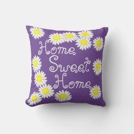 ホームスイートホームデイジーパープルホワイトとイエロー クッション