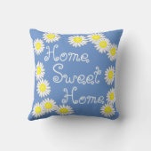 ホームスイートホームデイジーブルーホワイトとイエロー クッション (裏面)