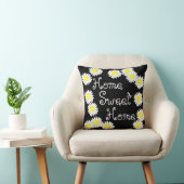 ホームスイートホームデイジー白黒アンドイエロー クッション (椅子)