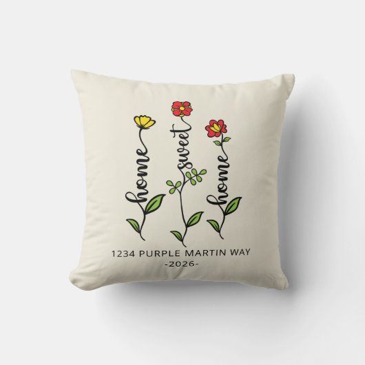 ホームスイートホームニューアドレス引っ越し祝いパーティー クッション (正面)