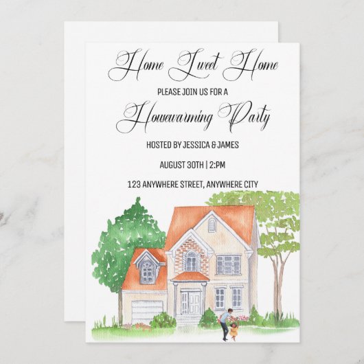 ホームスイートホームハウスウォーミングパーティの招待状 招待状 (正面/裏面)