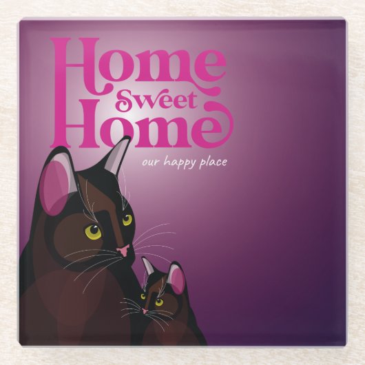 ホームスイートホームハッピープレイスグラスコアスター ガラスコースター (正面)