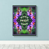 ホームスイートホームバタフライフラワー抽象芸術 キャンバスプリント (インサイチュ (ウッドフロア))