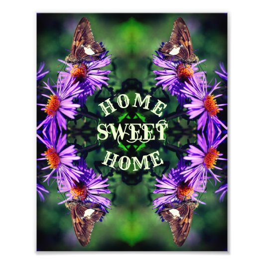 ホームスイートホームバタフライフラワー抽象芸術 フォトプリント            (正面)