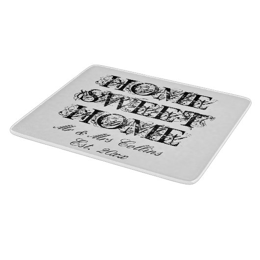 ホームスイートホームパーソナライズされたガラスのカッティングボード カッティングボード (角)