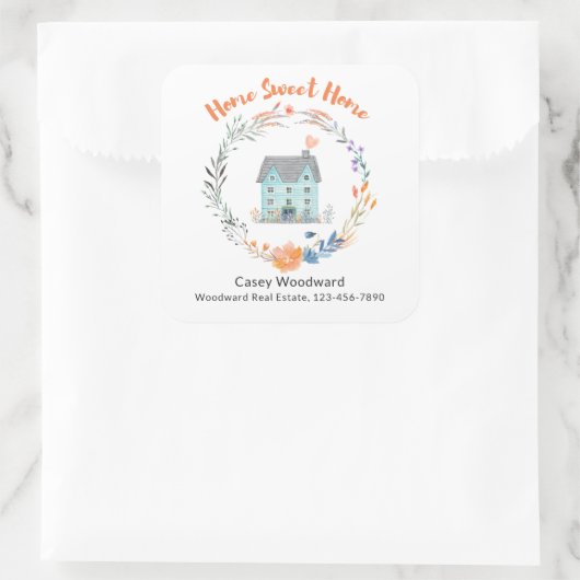 ホームスイートホームパーソナライズされた不動産仲介業者名エレガント スクエアシール (バッグ)