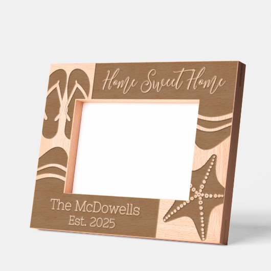 ホームスイートホームビーチテーマ レーザー彫刻フレーム (左)