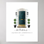 ホームスイートホームファミリーダークグリーン水カラードア ポスター (正面)