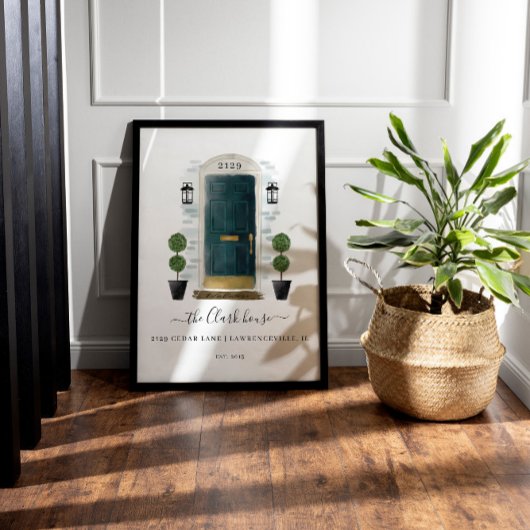 ホームスイートホームファミリーダークグリーン水カラードア ポスター