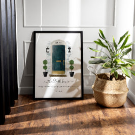 ホームスイートホームファミリーダークグリーン水カラードア ポスター