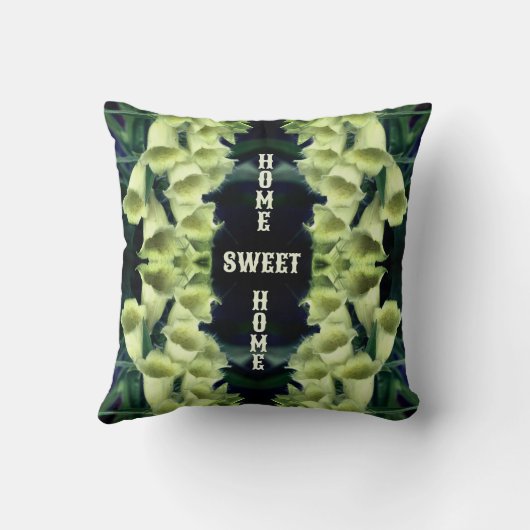 ホームスイートホームフォックスグローブフラワーズ抽象芸術 クッション (裏面)