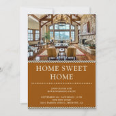 ホームスイートホームフォトブラウン引っ越し祝いパーティーパーティー 招待状 (正面)